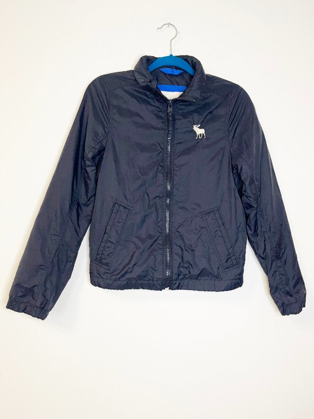 Abercrombie Kids Navy Lightweight Zip Front Windbreaker Jacket XL Youth